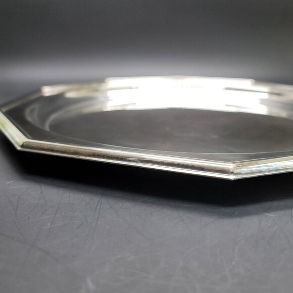 Reed and Barton Tray Set Century Collection Silver Decagon Round Center CR3 - Picture 6 of 13
